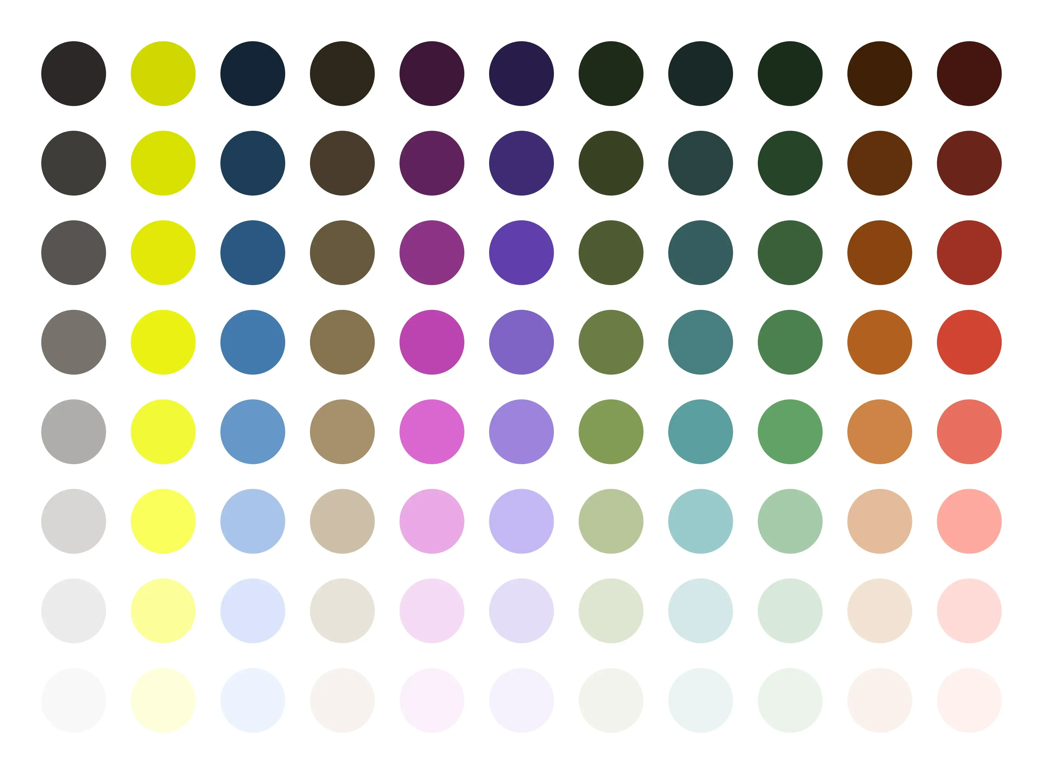 Apollo design system color palette — base colors with their shade scales